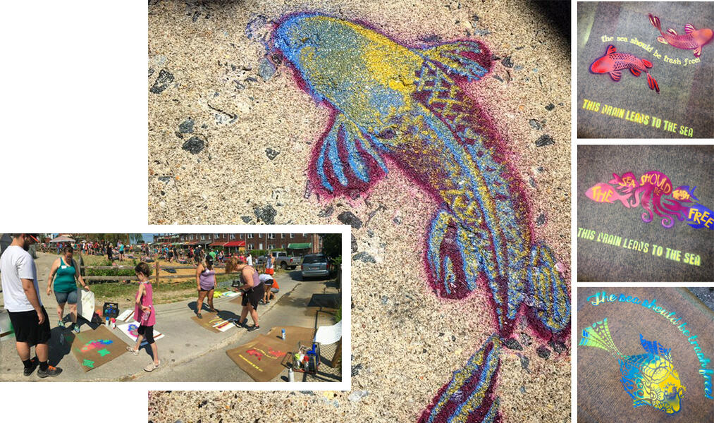 Teaching Storm Drain Stenciling to Volunteers