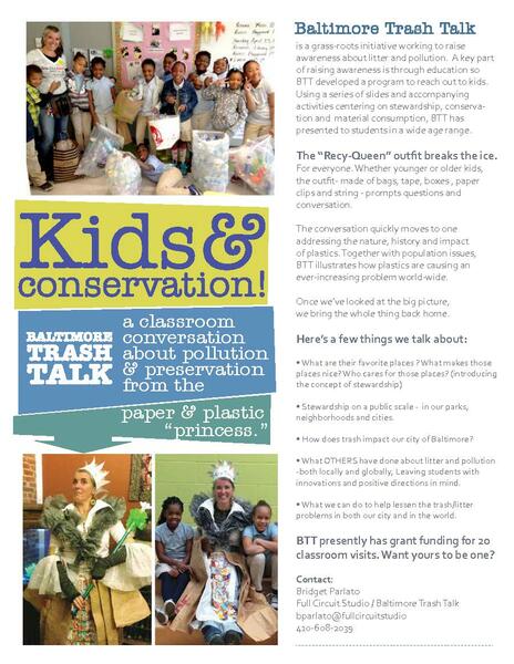Baltimore Trash Talk School Program - advertising flyer