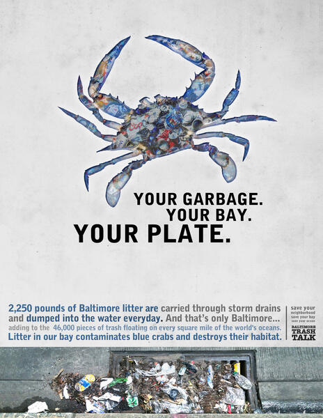 Poster - Your Garbage, Your Bay, Your Plate - Crab