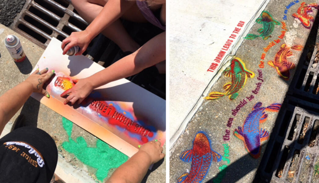 Storm Drain Stenciling with Volunteers
