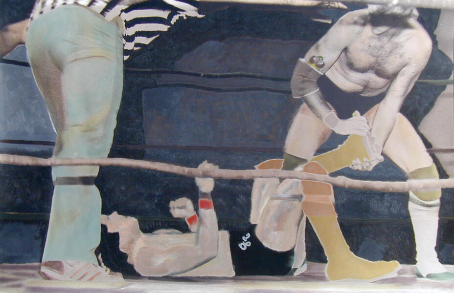 wrestler, hand colored photogrph, labor, identity