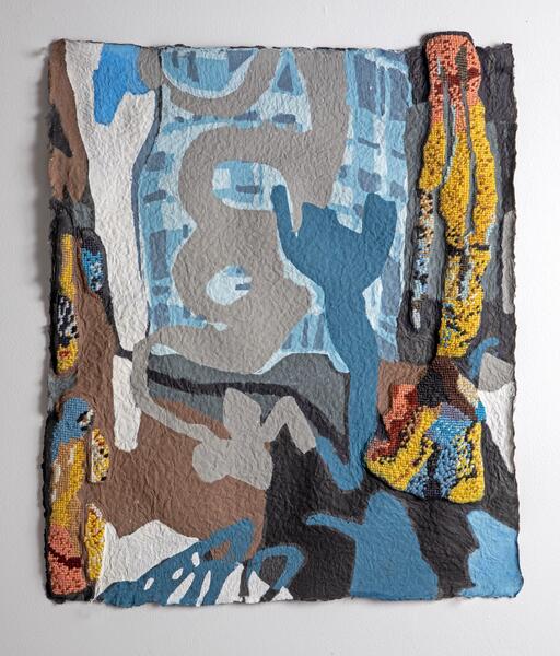 artist made paper, pulp painting, textile