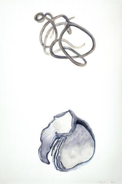 Vine/ Capsule, 2020, Watercolor, Colored pencil, 30” x 20”