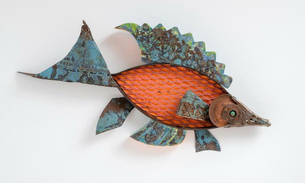 fish, assemblage, wall relief, found objects, ocean, sea