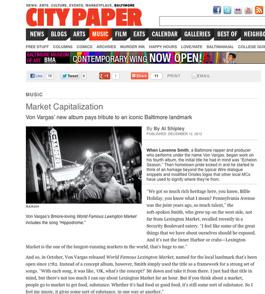 Von's World Famous Lexington Market Album Review in The City Paper