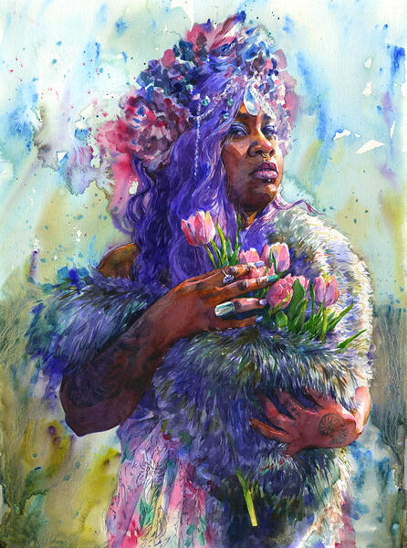 "Early Spring," 22" x 30" watercolor on paper, 2018
