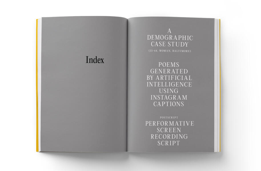Two gray pages with a book index