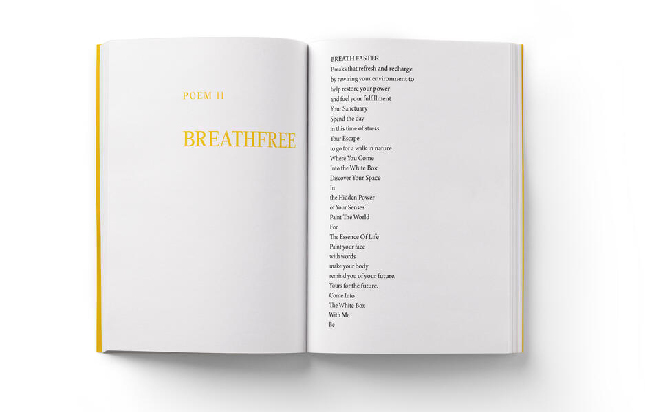 Two pages from a book with a poem titled: BREATHEFREE