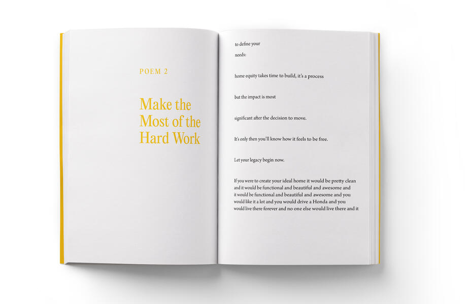 Two pages from a book with a poem titled "Make the Most of the Hard Work"