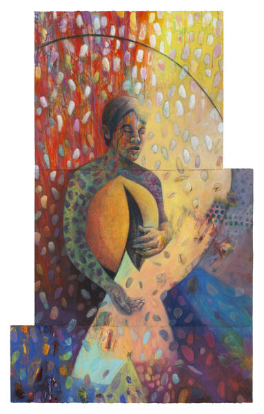 human icons, mixed media, portraits, painting, seed pods, opening, graphite, hands, falling, transformation, 1000 reasons