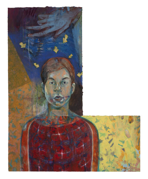 portraits spark conversations, mixed media portraits, Kenyan cloth, real people, paintings, conversations create portraits, reconfiguration, portraits, transformation, real people