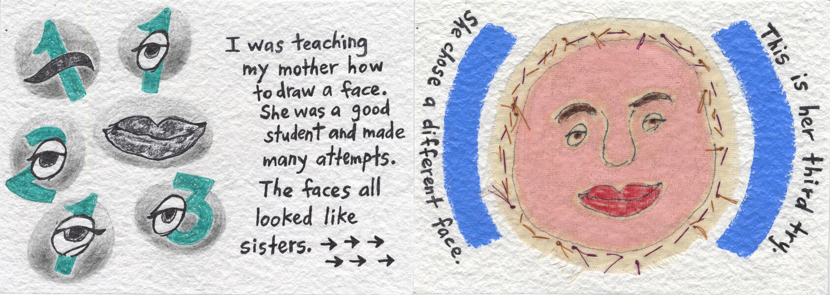 forgetting memory, sisters,  brain loss, my mother, memory loss, painting, drawing, ink, sewing, portraits, questions, family, adventure, illustration