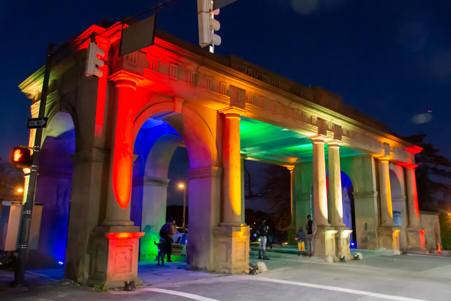 Arches & Access - Druid Hill Park Gate light art