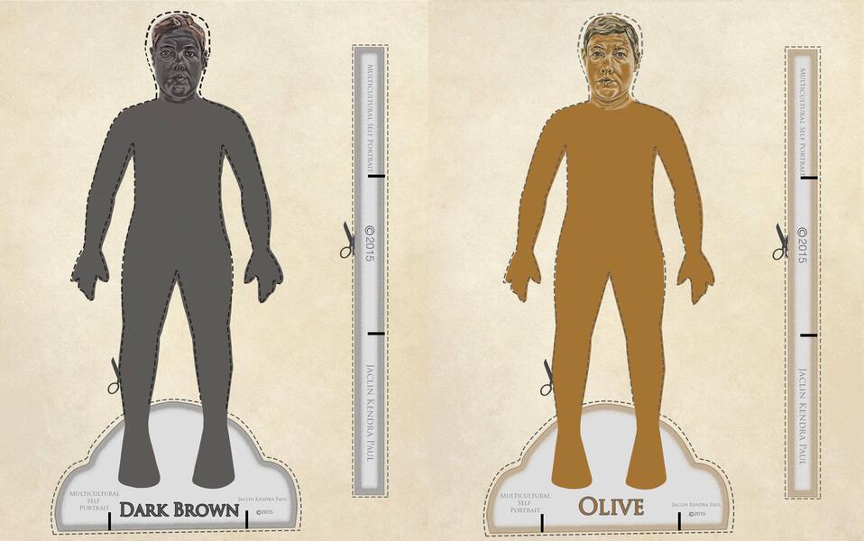 Multicultural Paper Dolls Dark Brown and Olive