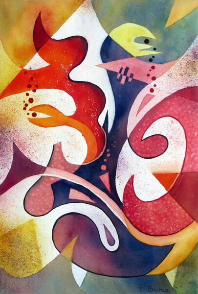 Brass Band, abstract watercolor painting by Elizabeth Burin