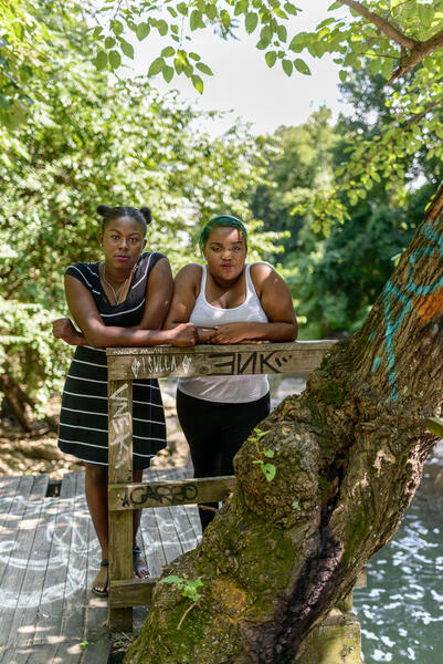 Autumn and Tatyanna by the Jones Falls River, Baltimore, Maryland, 2016