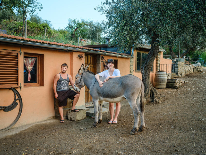Dario, Primo, and Marta on the Ranch, Montegiovi, Italy, 2022