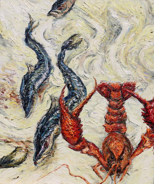 Mackerel and Crayfish 26"x20" oil on canvas 1994