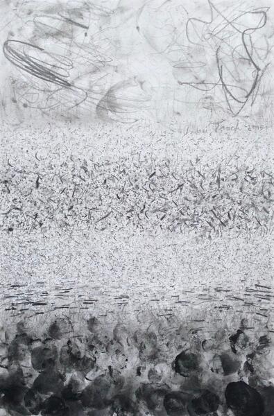 Race to Dawn  graphite, charcoal and conte on paper  2015