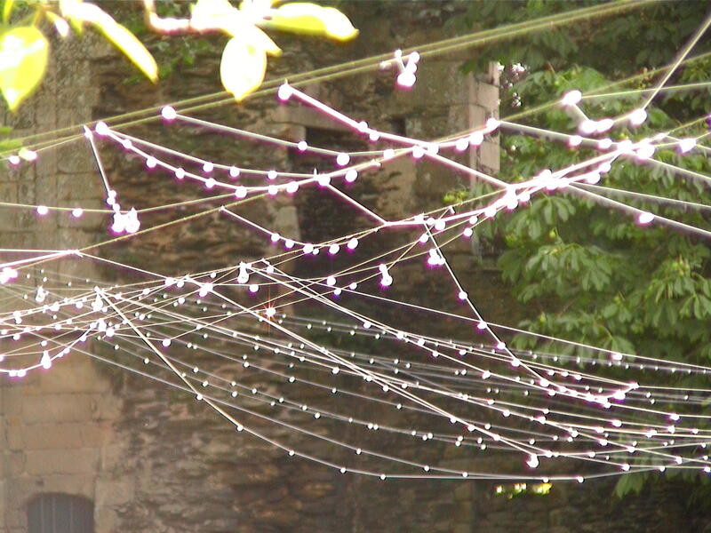 Web -- detail of faceted glass beads