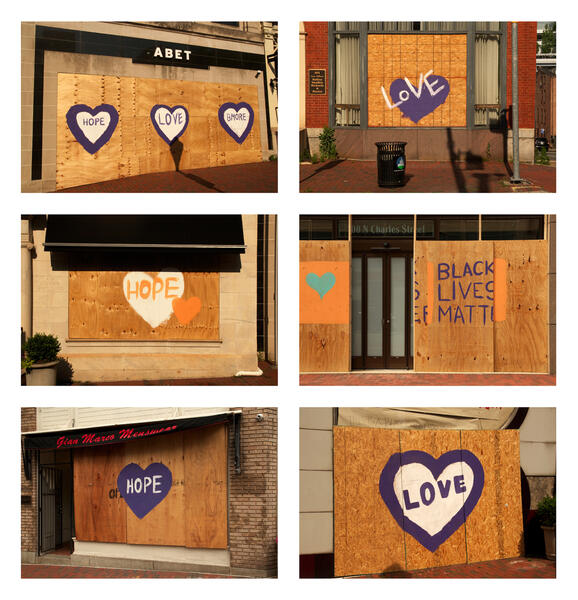 2020, shuttered stores, digital photography, hope, love, BLM, Penn Institute for Urban Research, “Cities and Contagion” photo contest